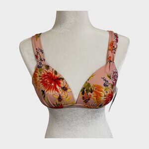 Antonio Melani "Overjoyed" Floral Molded Bikini Top - Pink Red Size Medium